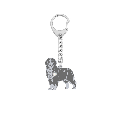 Silver Bernese Mountain Dog engraved keyring - MEJK Jewellery