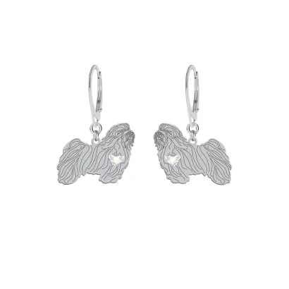 Silver Havanese earrings with a heart, FREE ENGRAVING - MEJK Jewellery