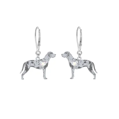Silver Louisiana Catahoula earrings with a heart, FREE ENGRAVING - MEJK Jewellery