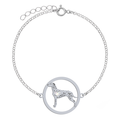 Silver Dalmatian engraved bracelet with a heart - MEJK Jewellery