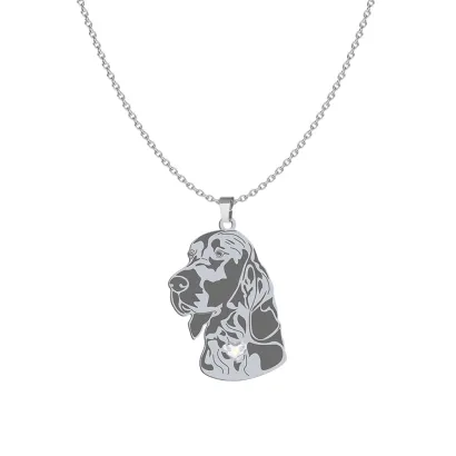 Silver Irish Red Setter necklace with a heart, FREE ENGRAVING - MEJK Jewellery