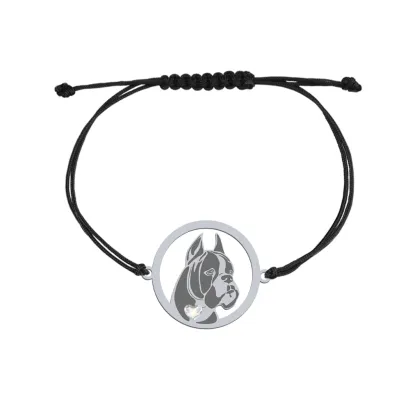 Silver German Boxer string bracelet, FREE ENGRAVING - MEJK Jewellery