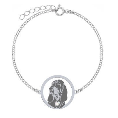 Silver Petit Bleu de Gascogne bracelet with a heart, FREE ENGRAVING - MEJK Jewellery