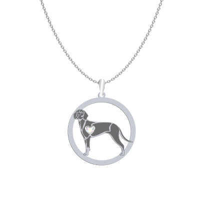 Silver Polish Hunting Dog necklace with a heart, FREE ENGRAVING - MEJK Jewellery