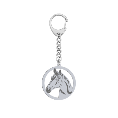 Silver Trakehner Horse keyring with, FREE ENGRAVING - MEJK Jewellery