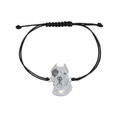 Silver Dogo Argentino string bracelet, FREE ENGRAVING - MEJK Jewellery