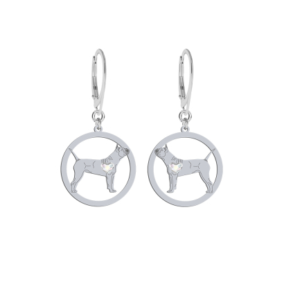 Silver Chongqing Dog earrings with a heart, FREE ENGRAVING - MEJK Jewellery