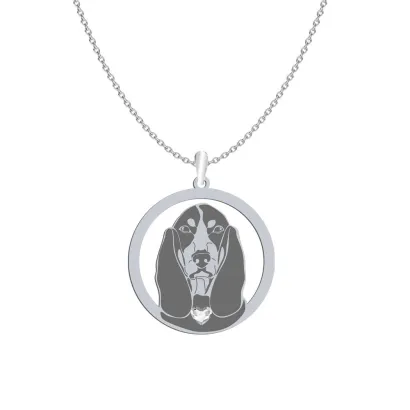 Silver Basset Bleu de Gascogne engraved necklace - MEJK Jewellery