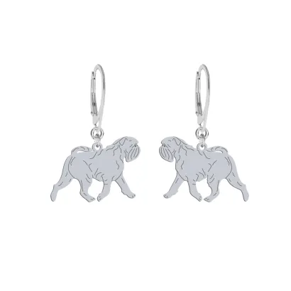 Silver Belgian Griffon earrings, FREE ENGRAVING - MEJK Jewellery
