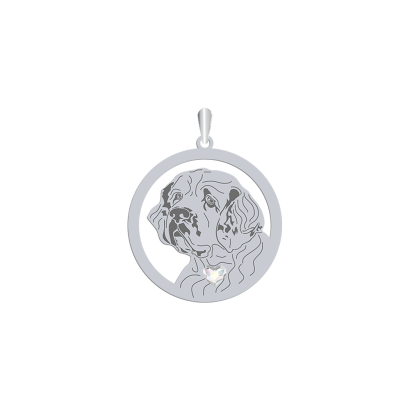 Silver Clumber Spaniel pendant with a heart, FREE ENGRRAVING - MEJK Jewellery