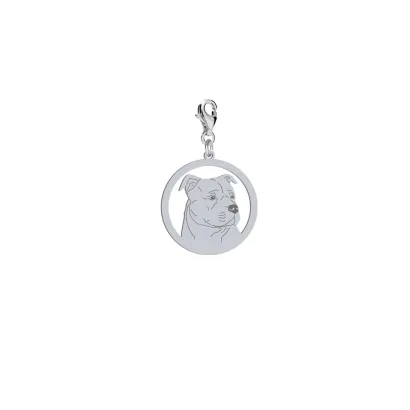 Charms z psem grawerem American Staffordshire Terrier -  Amstaff srebro - MEJK Jewellery