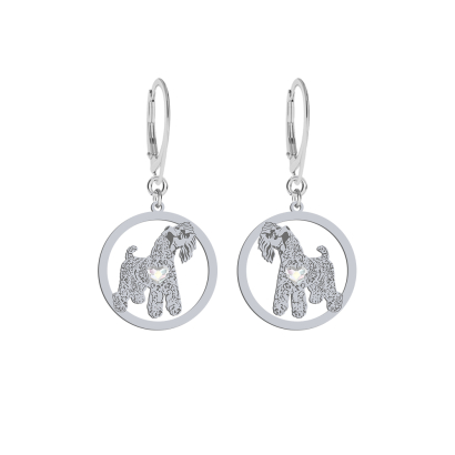 Silver Kerry Blue Terrier earrings with a heart, FREE ENGRAVING - MEJK Jewellery