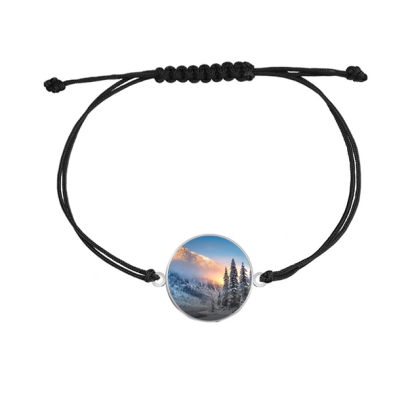 Góry Morskie Oko Bransoletka ze Zdjęciem Personalizacja srebro sznurek GRAWER GRATIS