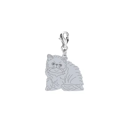 Silver Exotic Shorthair Cat charms, FREE ENGRAVING - MEJK Jewellery