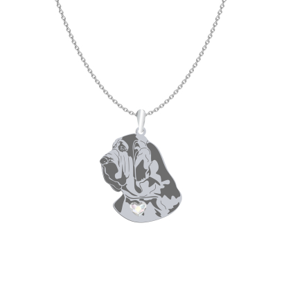 Silver Bloodhound engraved necklace with a heart - MEJK Jewellery
