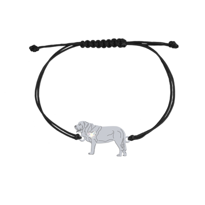 Bransoletka z psem Spanish Mastiff srebro sznurek GRAWER GRATIS - MEJK Jewellery