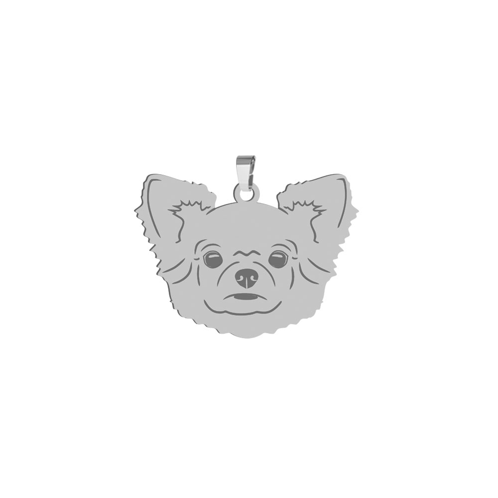 Silver Long-haired Chihuahua pendant, FREE ENGRAVING - MEJK Jewellery