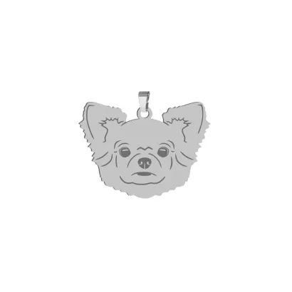 Silver Long-haired Chihuahua pendant, FREE ENGRAVING - MEJK Jewellery