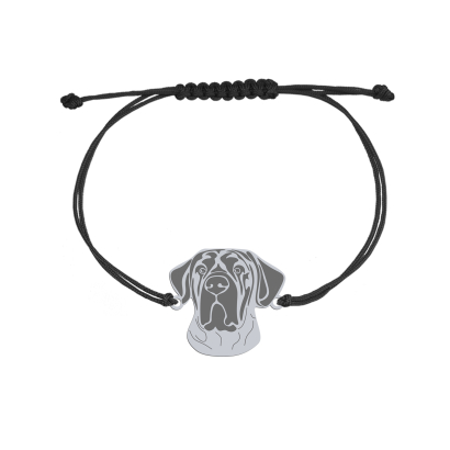 Bransoletka z psem Mastifem Japońskim srebro sznurek GRAWER GRATIS - MEJK Jewellery