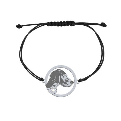 Silver German Shorthaired Pointer engraved string bracelet with a heart - MEJK Jewellery