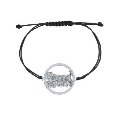 Bransoletka z psem Bergamasco srebro sznurek GRAWER GRATIS - MEJK Jewellery