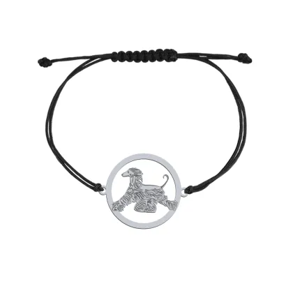 Silver Afghan Hound string bracelet, FREE ENGRAVING - MEJK Jewellery
