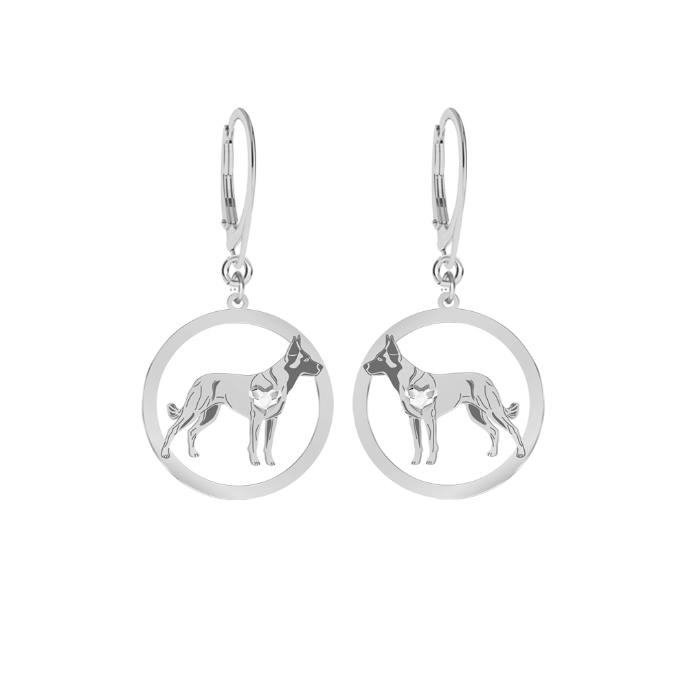 Silver Malinois earrings with a heart, FREE ENGRAVING - MEJK Jewellery