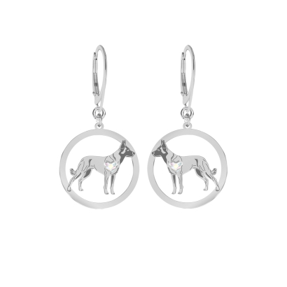 Silver Malinois earrings with a heart, FREE ENGRAVING - MEJK Jewellery