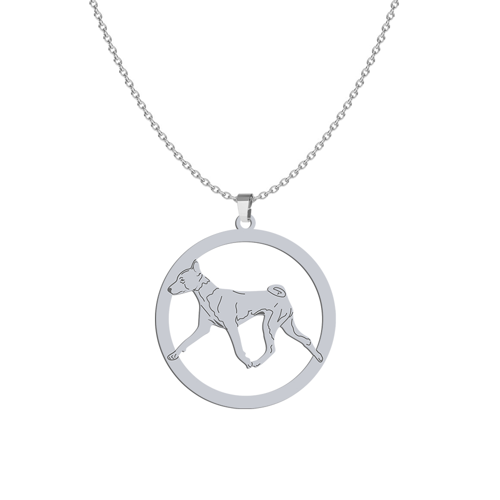Silver Basenji engraved necklace - MEJK Jewellery