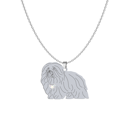 Silver Coton de Tulear necklace with a heart, FREE ENGRAVING - MEJK Jewellery