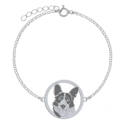 Silver Welsh corgi cardigan  engraved bracelet - MEJK Jewellery