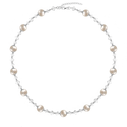 Naszyjnik Biżuteria Ślubna z kryształami perłami srebro