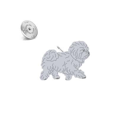 Silver Bichon Bolognese Dog jewellery pin - MEJK Jewellery