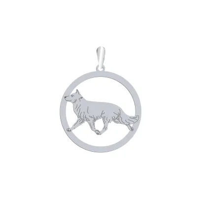 Silver White Swiss Shepherd engraved pendant - MEJK Jewellery