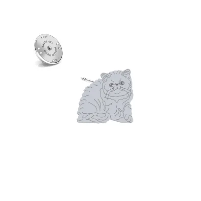 Silver Exotic Shorthair Cat pin - MEJK Jewellery