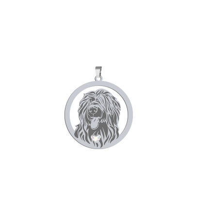Silver Briard pendant with a heart, FREE ENGRAVING - MEJK Jewellery