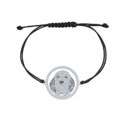 Silver Petit Basset Griffon Vendéen engraved string bracelet - MEJK Jewellery