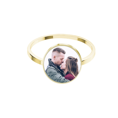 Ring with Photo Personalization - gold-plated silver