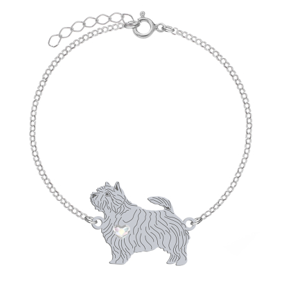 Silver Norwich Terrier bracelet with a heart, FREE ENGRAVING - MEJK Jewellery