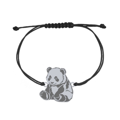 Bransoletka Srebrna Panda Sznurek GRAWER GRATIS - MEJK Jewellery