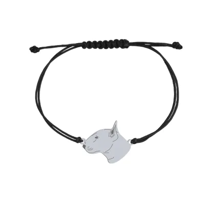 Silver Bull Terrier string bracelet, FREE ENGRAVING - MEJK Jewellery