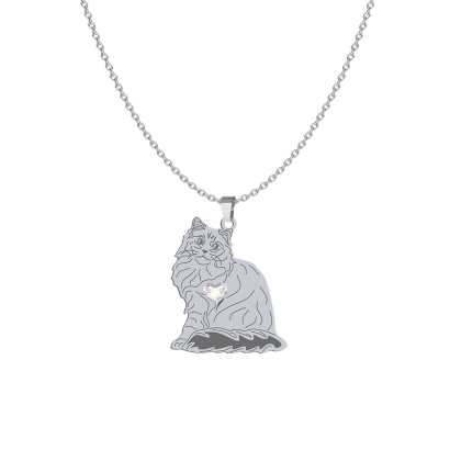 Silver Siberian Cat necklace, FREE ENGRAVING - MEJK Jewellery