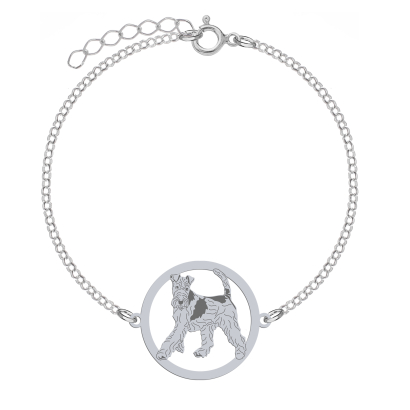 Silver Wire Fox Terrier engraved bracelet - MEJK Jewellery