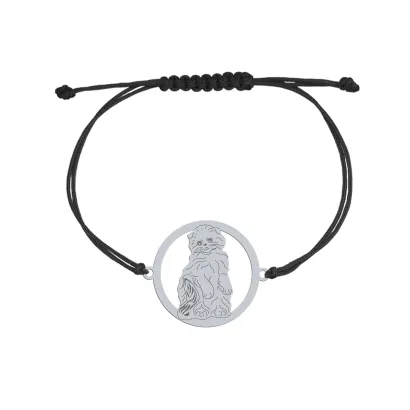 Bransoletka z Kotem Szkockim Zwisłouchym srebro sznurek GRAWER GRATIS - MEJK Jewellery