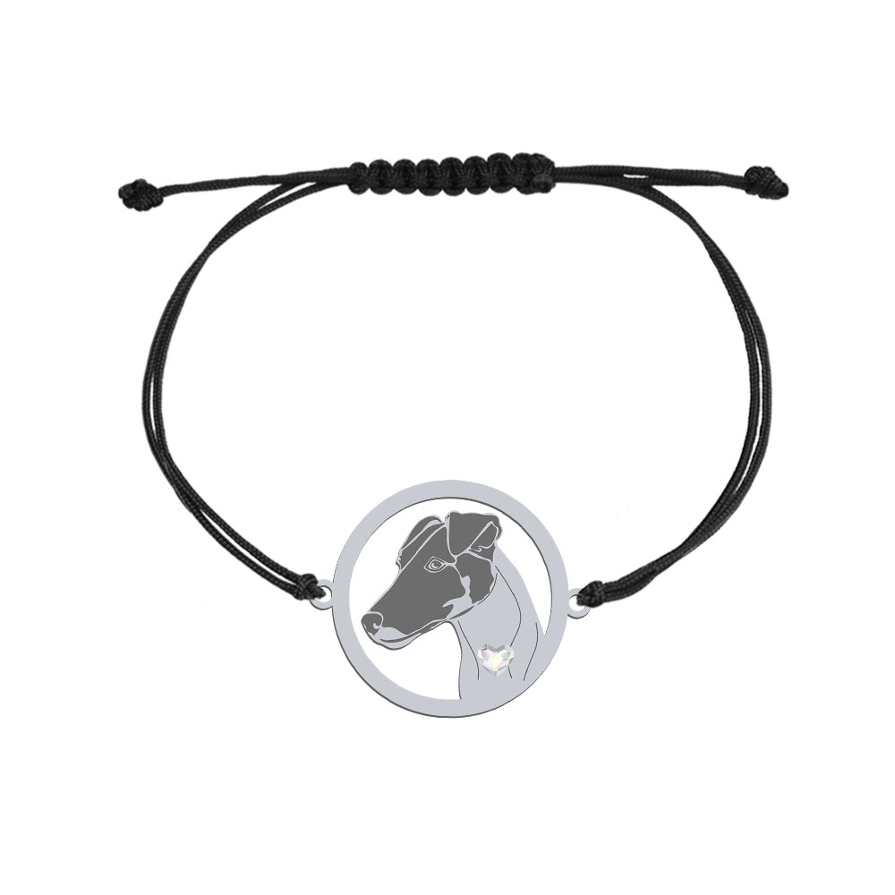 Silver Smooth Fox Terrier engraved string bracelet - MEJK Jewellery