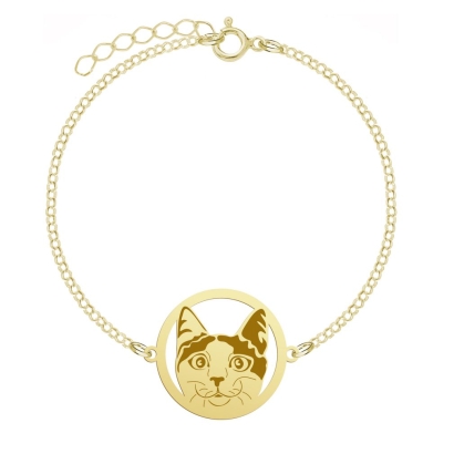 Kot Japoński Bobtail pozłacana bransoletka GRAWER GRATIS - MEJK Jewellery