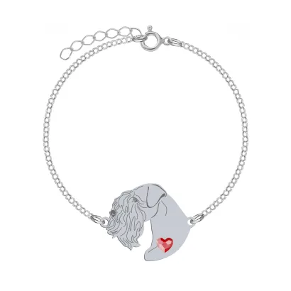 Silver Sealyham Terrier engraved bracelet with a heart - MEJK Jewellery