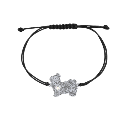 Silver Russian Tsvetnaya Bolonka string bracelet with a heart, FREE ENGRAVING - MEJK Jewelery