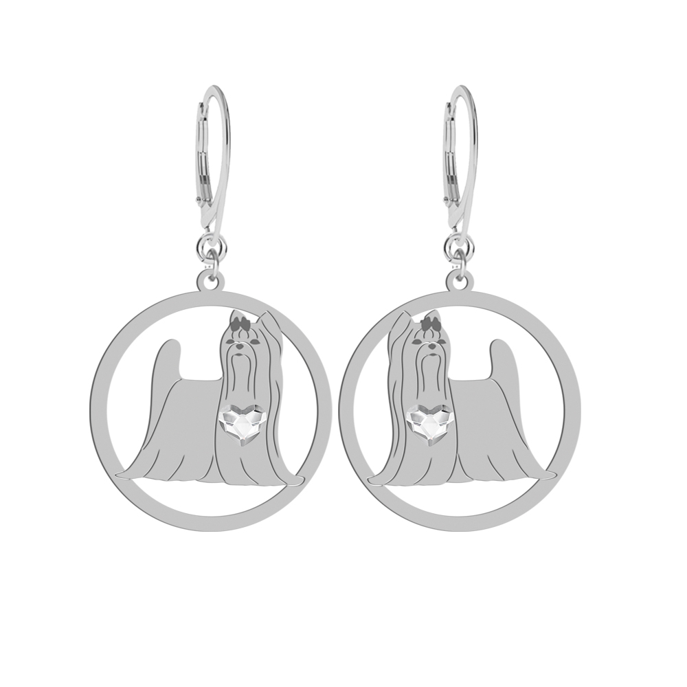Silver Yorkshire Terrier earrings FREE ENGRAVING - MEJK Jewellery
