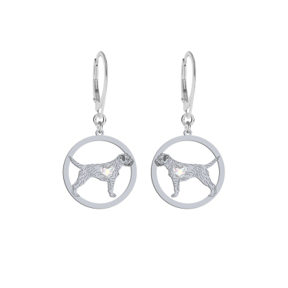 Kolczyki z psem sercem Border Terrier srebro GRAWER GRATIS - MEJK Jewellery